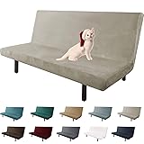 XYMHUN Velvet Futon Cover High Stretch Armless