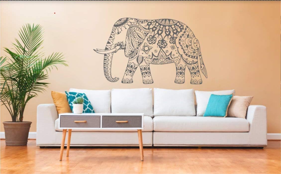 Decorative Indian Elephant Decal Sticker/Wall Decor/Ornamental Elephant/Pretty Hindu Animal/India/Beautiful Detailed Crseature/Easy to Apply and Removable