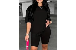 Women 2 Piece Oversized Lounge Set Summer Casual Plus Size Shirts Shorts Athletic Outfit