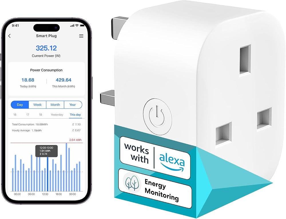 meross Smart Plug with Energy Monitoring 13A Mini WiFi no hub 2.4GHz