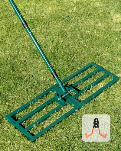 Lawn Leveling Rake 76 x 25 cm: JanTeelGO Synthetic Grass Rake with Wall Hook – Professional Ground Leveling Rake for Garden, Golf Course, Farms