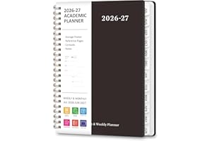 Planner 2026-2027, Weekly and Monthly Academic Planner, July 2026 - June 2027, Hardcover Spiral Agenda Calendar Book for Scho
