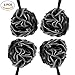 Shower Loofah Men Bath Sponge - CINRA 4 Pack Black Lufa Sponge Luffa Sponge Body Scrubber Mesh Brush Pouf Bath Shower Sponge for Men Exfoliate, Cleanse, Soothe Skin