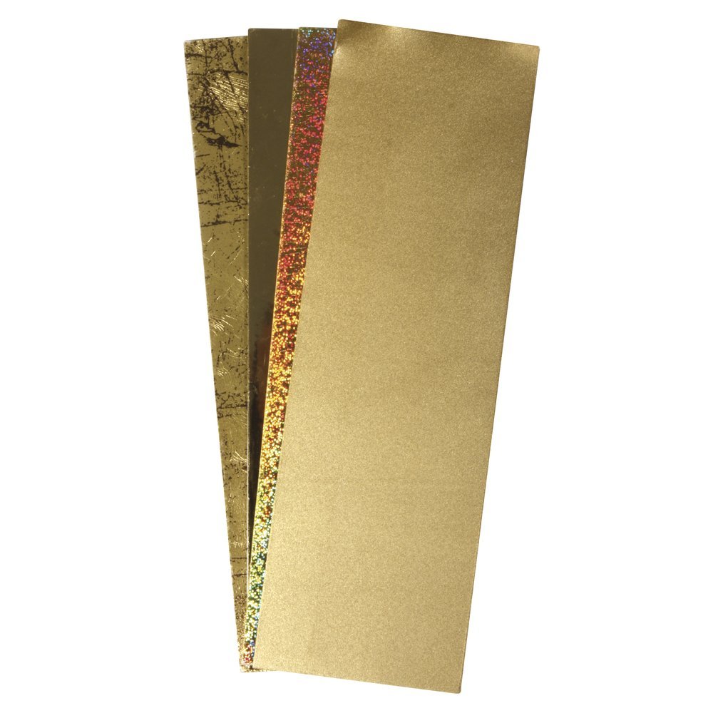 Rayher 31437000 Set of 4 Wax Sheets for Candle Making and Crafting, Gold-Mix Embellishments, 20 x 6.5 cm