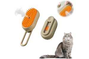 FODEUXP 2025 New Cat Steam Brush, Pet Steam Groomer Comb, 3 In 1 Cat Steam Brush Pet Hair Steamy Brushes, Pet Steam Brush for Cats Dogs (Light Coffee)