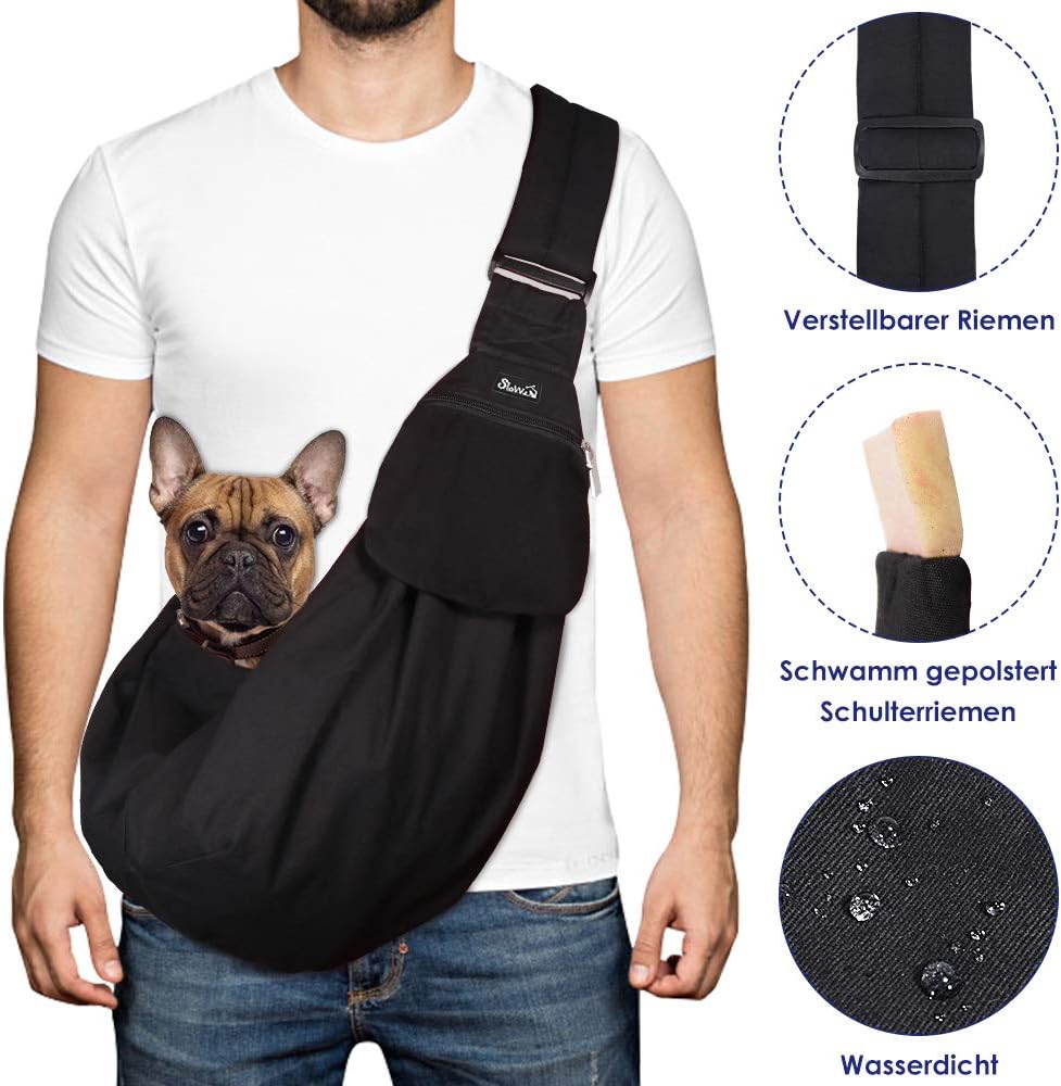 SLOWTON TRAGETUCH HUND, Katze Haustier Hand Schleudertr (Schwarz