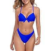 RELLECIGA Women’s Push Up Bikini Set Underwire High Cut Sexy Two Piece Bathing Suit