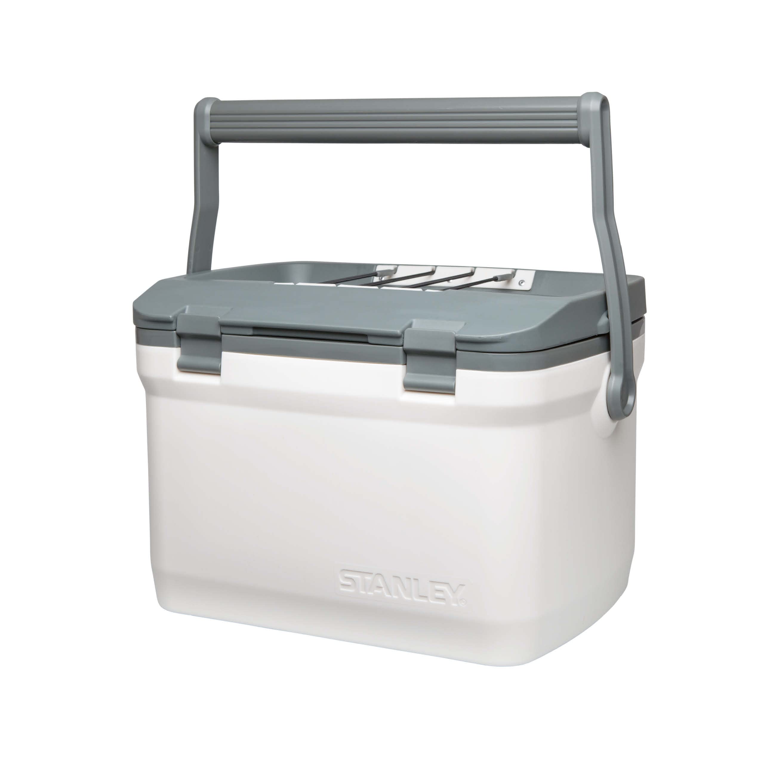 Stanley Adventure Outdoor Cooler 15.1L - Camping Kühlbox - BPA-Frei - Deckel fungiert auch als Sitz - Robuste Isolierbox ohne Strom - Auslaufsicher - Polar Weiß