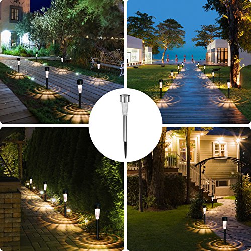Sunwind Solar Pathway Lights Outdoor, Solar Lights Outdoor 12 Pack Solar Garden Lights Stainless Steel Waterproof for Lawn, Yard, and Driveway (Gunmetal)