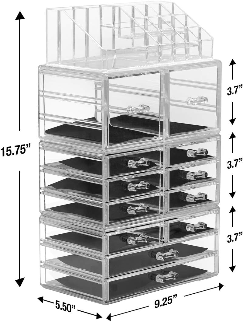 Sorbus Cosmetic Makeup and Jewelry Storage Case Tower Display Organizer - Spacious Design - Great for Bathroom, Dresser, Vanity and Countertop (Clear): Home Improvement