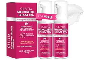 OLIVITA 5% Minoxidil Foam for Women Hair Growth: Extra Strength Hair Regrowth Treatment – Revitalize Hair Follicles & Regrow Thicker, Fuller Hair – Hair Loss Solution-2pack