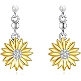 Sunflower/Daisy/Lotus Earrings for Women 925 Sterling Silver Flower Dangle Drop Earrings Jewelry Gifts for Women