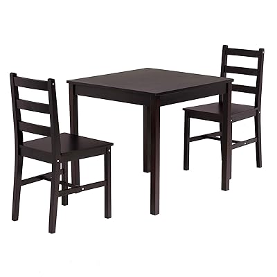 Buy Mecor 3 Piece Wood Dining Table Set Compact Solid Wood Kitchen Square Table With 2 Chairs For Kitchen Dining Room Furniture Grey Online In Indonesia B08zhcwtgh