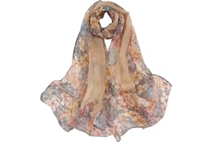 Pokeedioty Scarfs for Women Lightweight Fashion Scarves Elegant Floral Pattern Sheer Scarfs