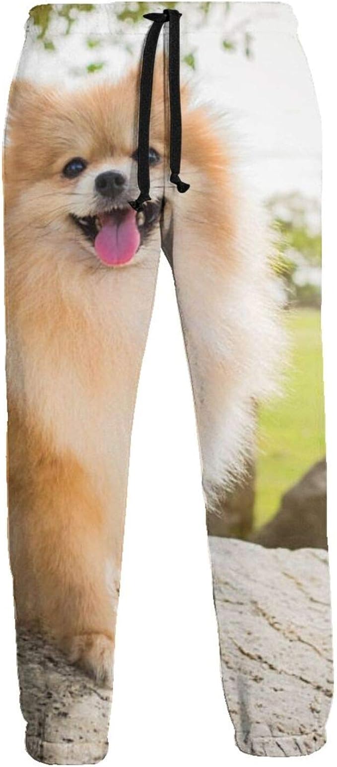 Amazon 犬のポメラニアンスピッツ笑顔メンズファッションジョガースウェットパンツジムパンツズボンポケット付き フィットネス トレーニング ロングパンツ 通販