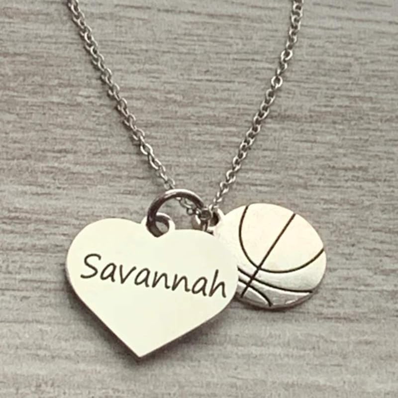 Personalized Engraved Basketball Necklace, Girls Basketball