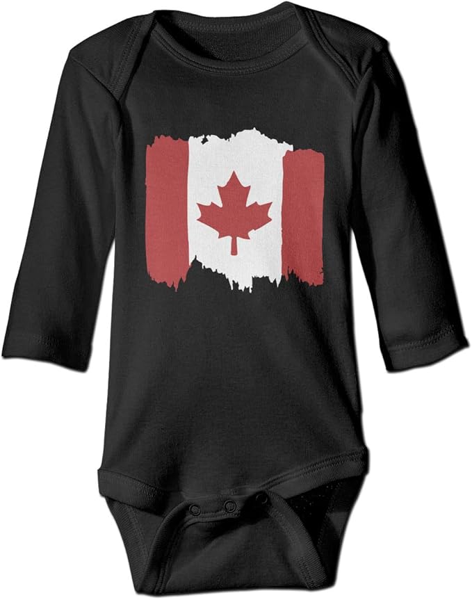 FT253D07 Canadian Flag Infant Baby Girls Long Sleeve Romper