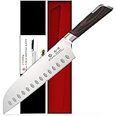 imarku Japanese Santoku Knife 7 Inch, Ultra Sharp Chef Knife, Professional Grade Powder High Carbon Steel Forged Kitchen Knife, PakkaWood Ergonomic Handle, Gifts for Women and Men