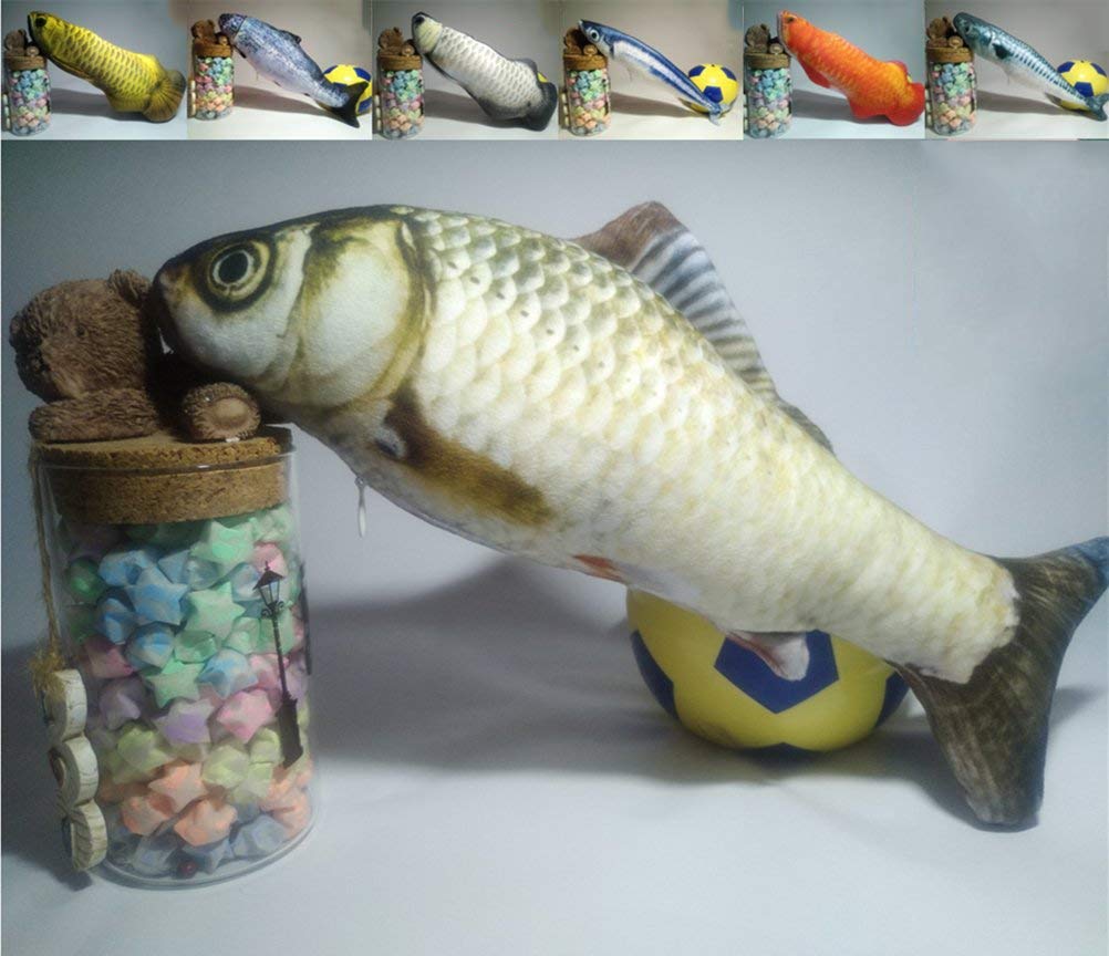 Maibar Catnip Fish Toy Cat Kicker Toys Cats Kicking Fish Plush Crazy CatMint Toys for Indoor cats with Zipper (30cm, Carassius auratus)