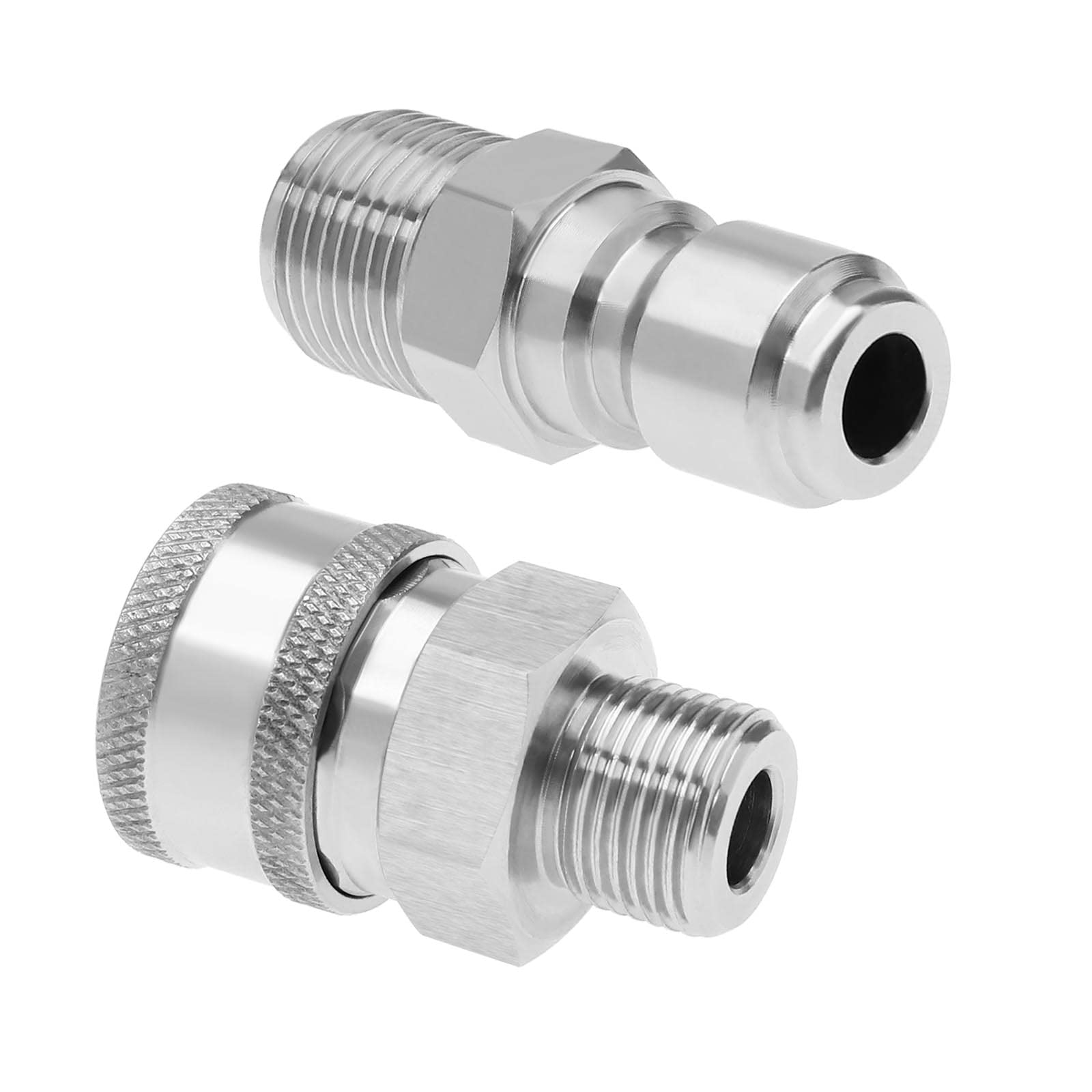 OTOTEC 2PCS Pressure Washer Adapter 3/8 Inch BSP Male Thread Fitting Quick Connect Socket Plug Stainless Steel Coupler for Pressure Washer 5000 PSI