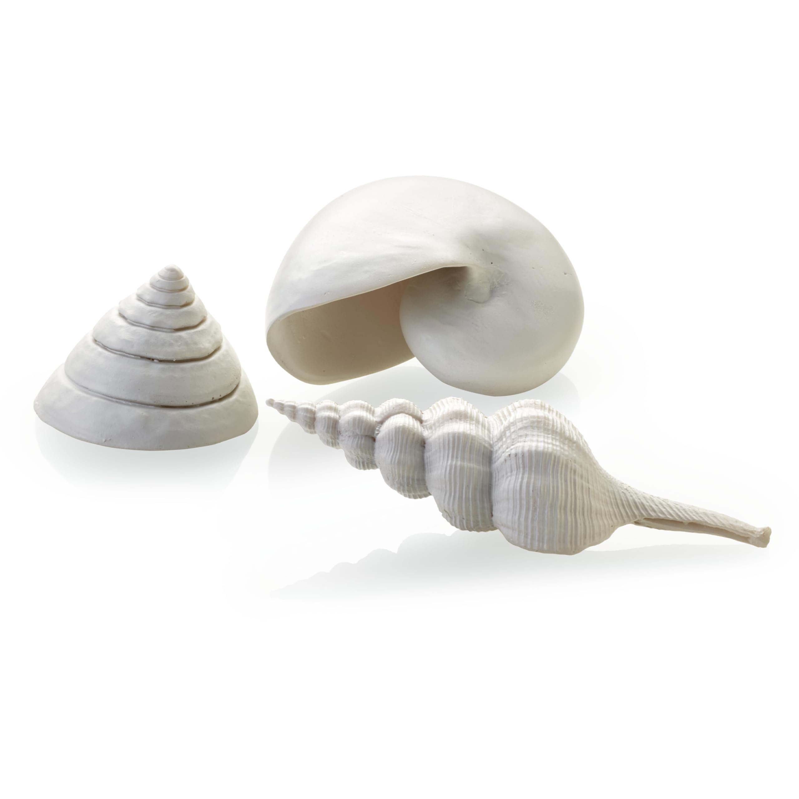 biOrb Fish Tank Decorations, Ceramic Sea Shells (Set of 3 Aquarium Ornaments, White), Artificial Fish Tank Accessories To Add Colour, Detailed Natural-Looking Aquarium Decor For Scenic Background — image 1