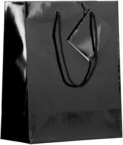 Download Amazon Com Jam Paper Glossy Gift Bags With Rope Handles Medium 8 X 4 X 10 Black 6 Bags Pack Arts Crafts Sewing