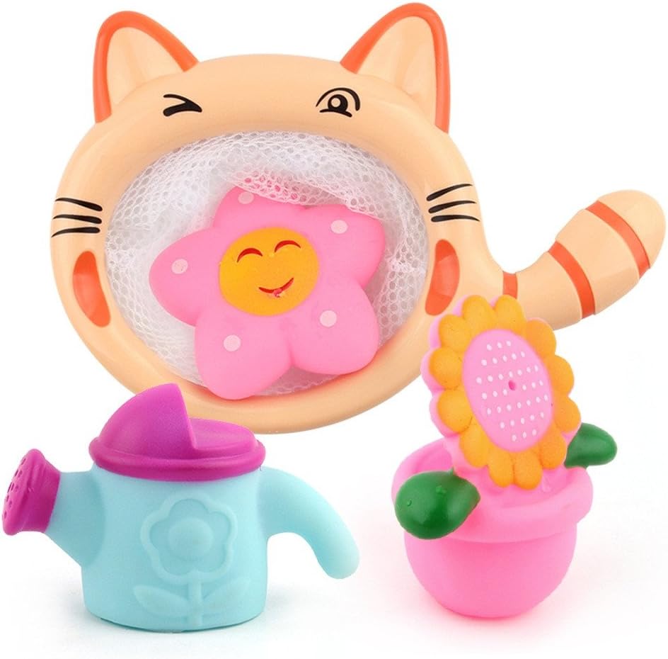 YBWZH Baby Kids Bathing Kitten fishing nets Toys Wash Play Cartoon Pull Educational shower Toys (C)