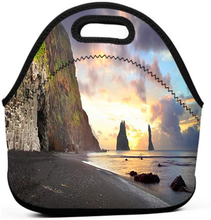 Lunch Bag, The Cliffs At Vik In Iceland By Sunrise