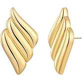 MOROTOLE Chunky Gold Earrings, Vintage Gold Statement Stud Earrings for Women Hypoallergenic Lightweight Trendy 18K Gold Plated Knot Geometric Dangle Drop Earring Jewelry Gifts