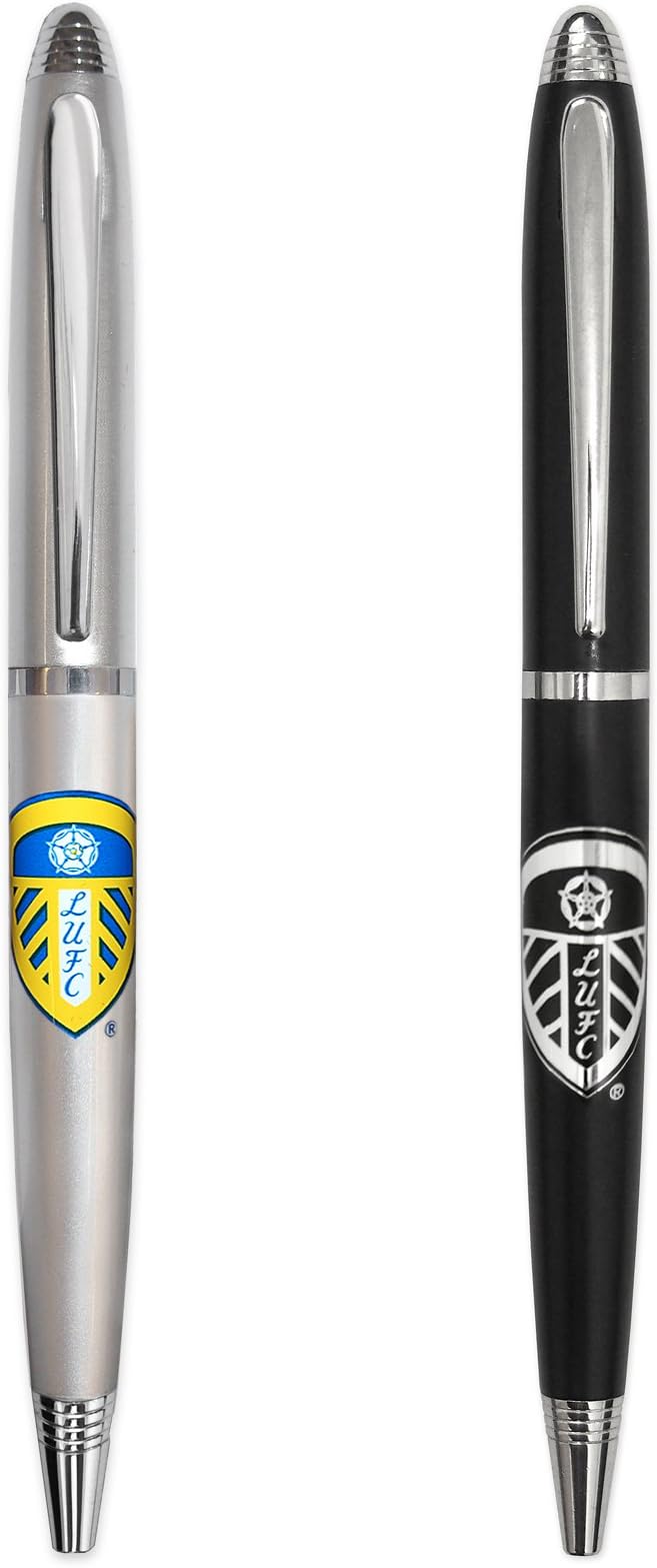 Leeds United AFC Official Soccer Gift Boxed 2 Pack Chrome Ballpoint Pen Set