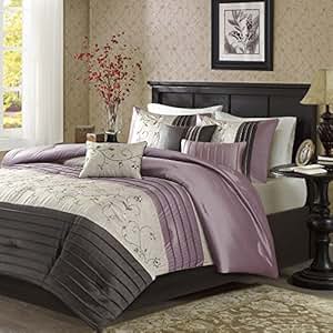 Amazon.com: 7 Piece Plum Purple Charcoal Grey Floral
