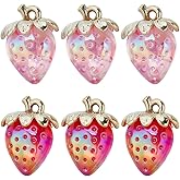 SUNNYCLUE 1 Box 24Pcs 2 Colors Acrylic Strawberry Charms Strawberries Charms Bulk Red Cute Plastic Transparent Small Fruit Pendants for Jewelry Making Supplies DIY Crafts Necklace Bracelet Earring