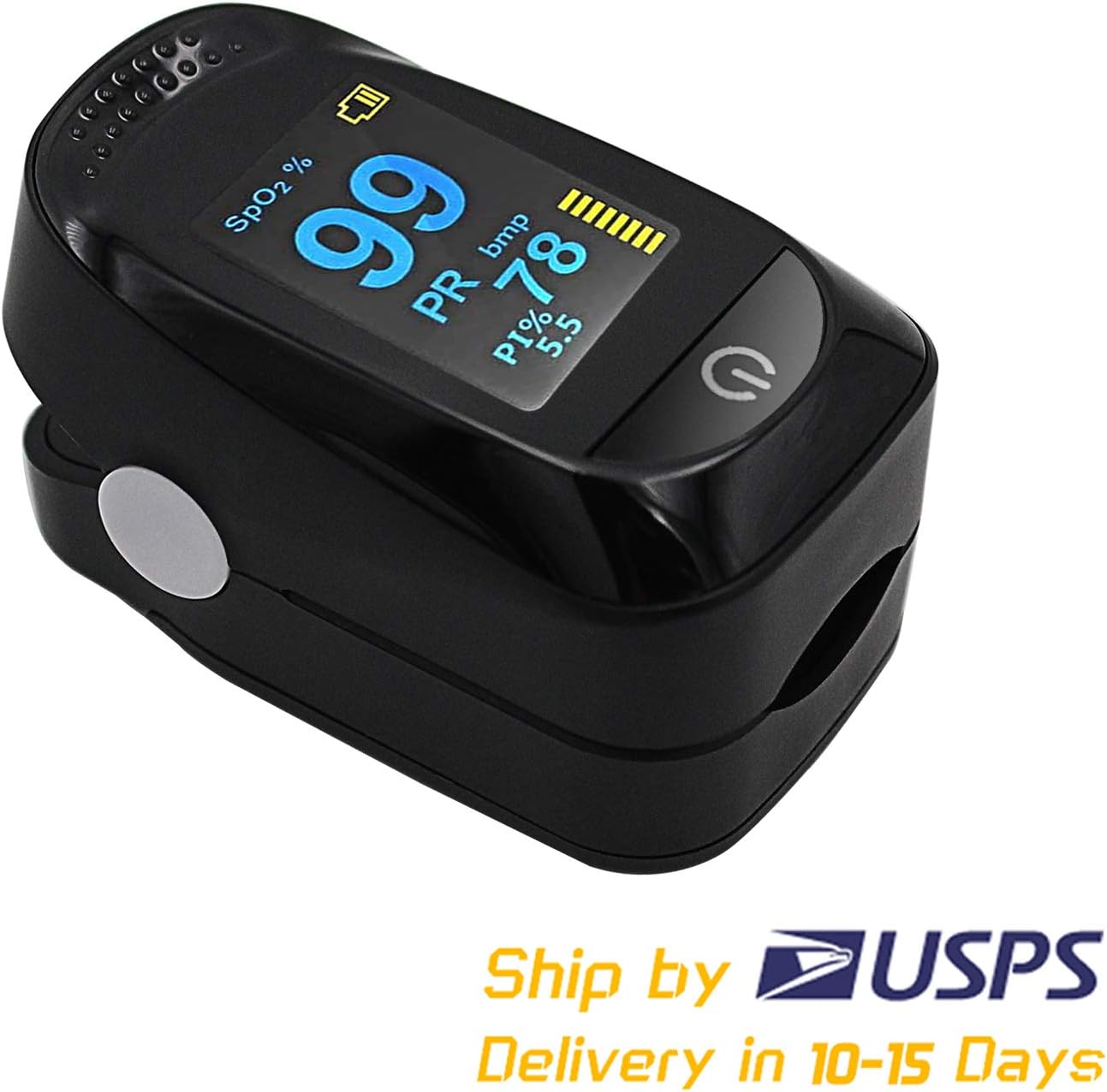 AlphaMed Fingertip Oximeter, Blood Oxygen Saturation Monitor, Pulse Heart Rate and Fast Spo2 Reading Oxygen Meter with Plethysmograph and Perfusion Index
