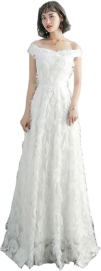 Amazon ウエディングドレス 二次会ドレス 大きいサイズ 編み上げorファスナー オフショルダー 結婚式 パーティードレス 花嫁ドレス ロング ドレス ラインドレス ノースリーブ Aラインドレス 大きいサイズ 忘年会 披露宴 イブニングドレス 通販