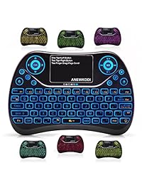 (actualizado 2018, 7 colores RGB) 2,4 GHz inalámbrico Mini teclado retroiluminado con Touchpad Mouse Combo,ANEWKODI USB recargable Multimedia Game Teclado para PC, HTPC, tableta, Smart TV, proyector, Android TV Box