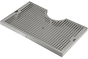 Kegco SECO-1610D 16" x 10" Surface Mount Drip Tray - 3" Column Cut-Out - SS, with Drain
