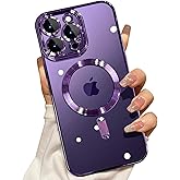 Misscase Compatible with iPhone 14 Pro Max Case MagSafe with Camera Lens Protector,Full Protection Clear Magnetic Case Compatible with MagSafe Anti-Scratch Case for iPhone 14 Pro Max Night Purple