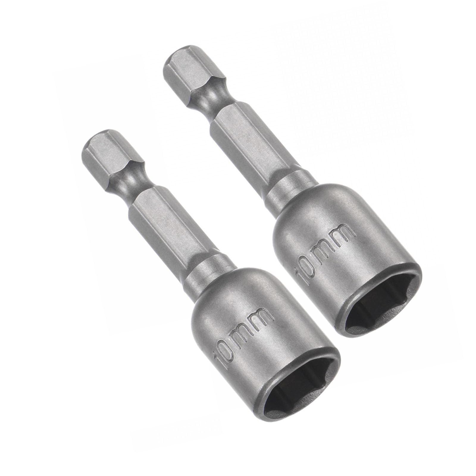 TOP-VIGOR 2Pcs 10mm Nut Setter Driver Drill Bit Set, 1/4 inch Hex Shank Quick Change, 48mm Length Metric Nut Driver Set for Woodworking, Auto Repairing, Machine Maintenance, Furnitures