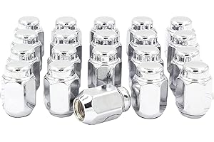 Wheel Accessories Parts 20 Pcs M12 1.25 12x1.25 Thread Acorn 1.38" Long Lug Nut Chrome 13/16" 21mm Fits Most Subaru Nissan Pa