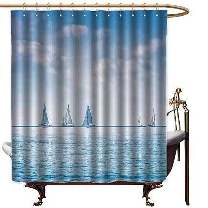 Amazon Com Shower Curtains With Yellow And Grey Ocean Sail Boats