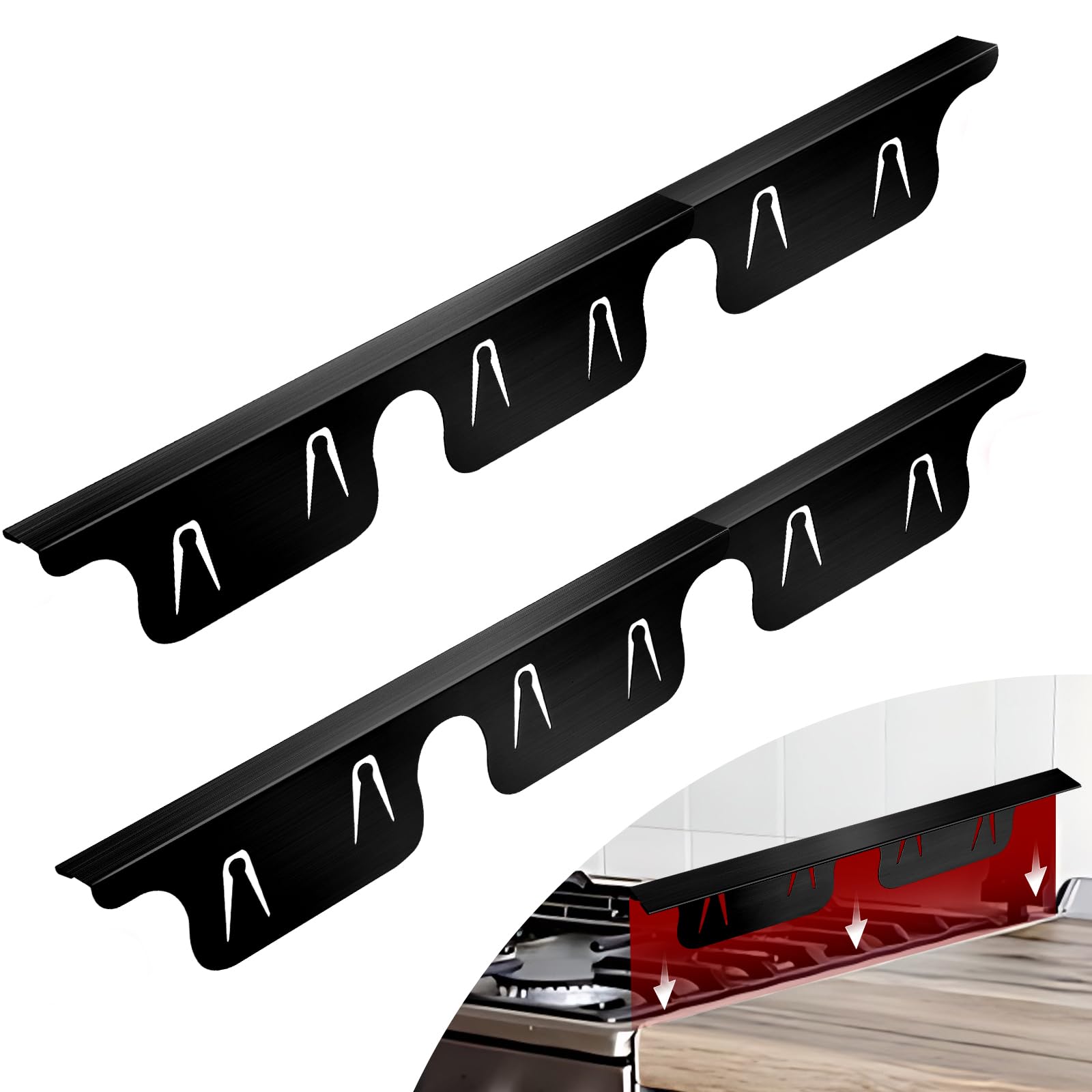 Photo 1 of ???? ??? 4Pcs Stainless Steel Stove Gap Covers Used to Fill Gaps of Stoves Countertop Ovens by puxyblue - Adjustable length from 13.8" to 27.5" Heat and Stain Resistant