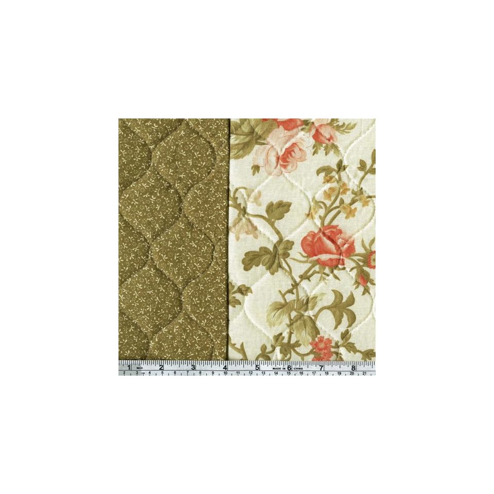 45 Wide Allspice Tapestry Double sided Quilted Cream Fabric By The Yard