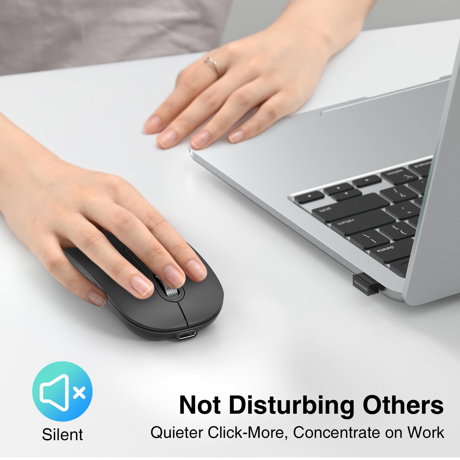 cimetech Bluetooth Maus 5.1+2.4G Dual Aufladbar Leise Slim für Mac/PC/iPad 6