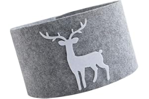 Kisangel Christmas Tree Collar Reindeer Felt Christmas Tree Ring Xmas Tree Skirt Base Cover for Holiday Party Decoration(35.4x5.1inch)