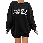 Langwyqu Women's Oversized Sweatshirt Los Angeles California Crewneck Long Sleeve Casual Loose Pullover Tops