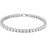 MOFEIJEWEL 14K White Gold Plated Cubic Zirconia Classic Tennis Bracelet for Women 3mm-4mm CZ, Size 6-9 Inch