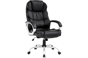 BestOffice Office Chair Cheap Desk Chair Ergonomic Computer Chair with Lumbar Support Arms Headrest PU Leather Modern Rolling Swivel Executive Chair for Back Pain Women Men Adults,Black
