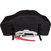 Eudora Waterproof Winch Cover with Zipper for 8000-13500 lb Electric Winch | Heavy duty vinyl resists UV, frost, dust; zipper/flap access without removal; elastic/straps resist wind for Truck SUV Jeep