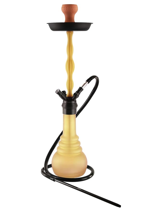 El Keyif Wasserpfeife Nargile „Gold Neon SPN 630 L“, mit goldfarben Silikonrauchsäule, Schlauch-Mundstück-Set schwarz
