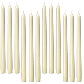 Everymoment Ivory Taper Candles - 12 Pack 10 Inch Candlesticks - Dripless & Smokeless Tapered Candle 8 Hours Unscented Cream Candle Sticks - Perfect for Wedding Holiday Dinner Party Home Decor